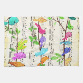 Schattigee Kleurrijke Muzikale Vogels Keukendoek Theedoek (Horizontaal)