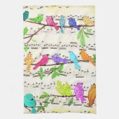 Schattigee Kleurrijke Muzikale Vogels Keukendoek Theedoek (Verticaal)