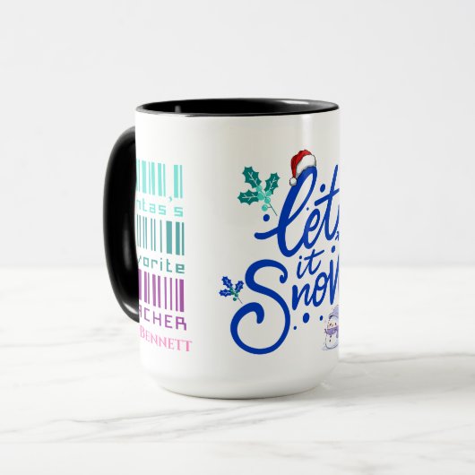 Schattigee Kleurrijke Naam Kerstleraar Gift Mok (Voorkant links)