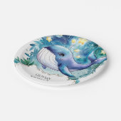 Schattigee kleurrijke nautische walvis verjaardag papieren bordje (Gekanteld)