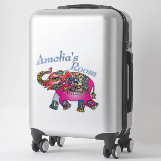 Schattigee Kleurrijke Olifant Kind Slaapkamerdeur  Sticker (Koffer)