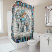 Schattigee Kleurrijke Olifant mozaïek kunst Douchegordijn (In situ)