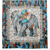 Schattigee Kleurrijke Olifant mozaïek kunst Douchegordijn (Voorkant)