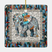 Schattigee Kleurrijke Olifant mozaïek kunst Keramisch Ornament (Achterkant)