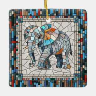 Schattigee Kleurrijke Olifant mozaïek kunst Keramisch Ornament
