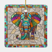 Schattigee Kleurrijke Olifant mozaïek kunst Keramisch Ornament (Achterkant)