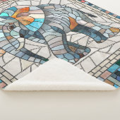 Schattigee Kleurrijke Olifant mozaïek kunst Sherpa Deken (3/4)