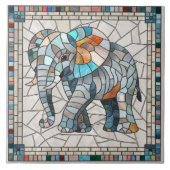 Schattigee Kleurrijke Olifant mozaïek kunst Tegeltje (Voorkant)