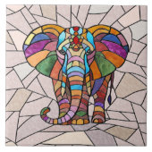 Schattigee Kleurrijke Olifant mozaïek kunst Tegeltje (Voorkant)