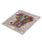 Schattigee Kleurrijke Olifant mozaïek kunst Tegeltje (Zijkant)