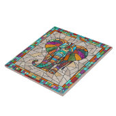 Schattigee Kleurrijke Olifant mozaïek kunst Tegeltje (Zijkant)