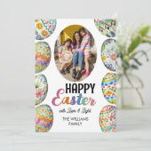 Schattigee Kleurrijke Paaseieren Foto Groeten Groe Feestdagenkaart (Staand voorkant)