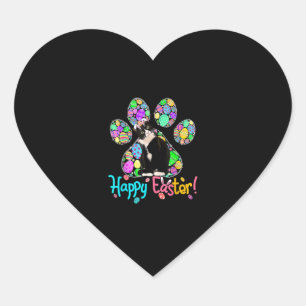 Schattigee kleurrijke paaseieren Paw Tuxedo Cat Ha Hart Sticker