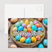 Schattigee kleurrijke paasvakantie mand briefkaart (Voorkant / Achterkant)