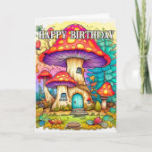 Schattigee kleurrijke paddenstoelenbos illustratie kaart (Voorkant)