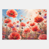 Schattigee kleurrijke papavers in een veld inpakpapier vel (Voorkant 2)