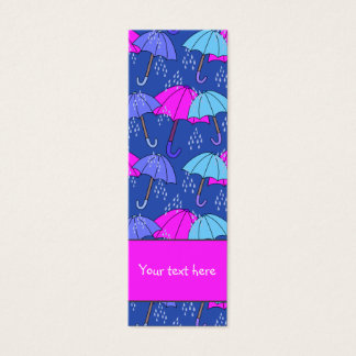 Schattigee kleurrijke paraplu en regendruppels Bla Mini Visitekaartjes