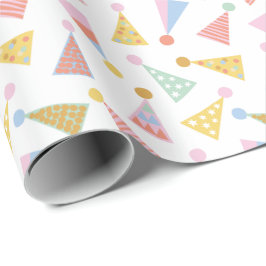 Schattigee Kleurrijke Partyhats op wit Cadeaupapier