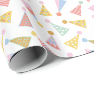 Schattigee Kleurrijke Partyhats op wit Cadeaupapier