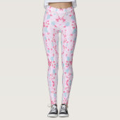 Schattigee kleurrijke pastel bloemmotief leggings (Voorkant)
