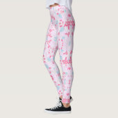 Schattigee kleurrijke pastel bloemmotief leggings (Links)