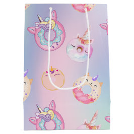 Schattigee kleurrijke pastel Eenhoorns Regenboog D Medium Cadeauzakje