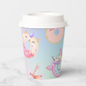 Schattigee kleurrijke pastel Eenhoorns Regenboog D Papieren Bekers (Achterkant)