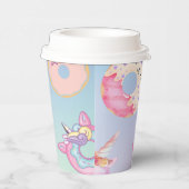 Schattigee kleurrijke pastel Eenhoorns Regenboog D Papieren Bekers (Rechts)