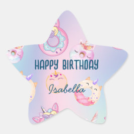 Schattigee kleurrijke pastel Eenhoorns Regenboog D Ster Sticker