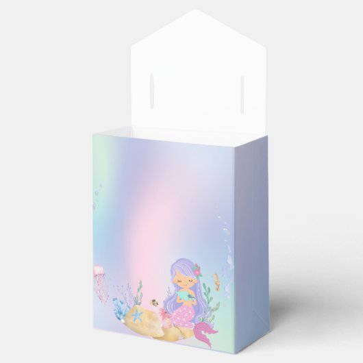 Schattigee kleurrijke pastel zeemeermin Rainbow Bi Bedankdoosjes (Geopend)