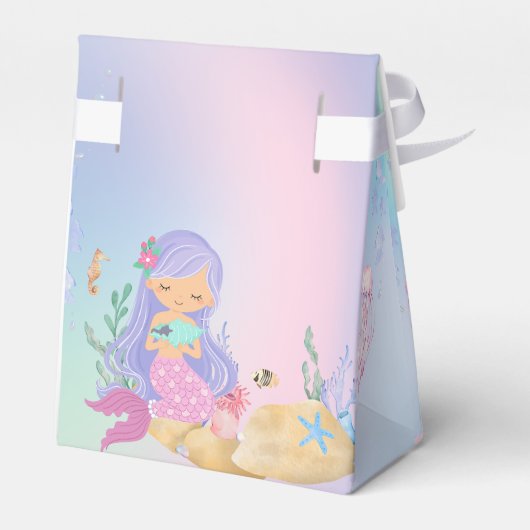 Schattigee kleurrijke pastel zeemeermin Rainbow Bi Bedankdoosjes (Achterkant)