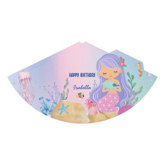 Schattigee kleurrijke pastel zeemeermin Rainbow Bi Feesthoedjes (Voorkant)