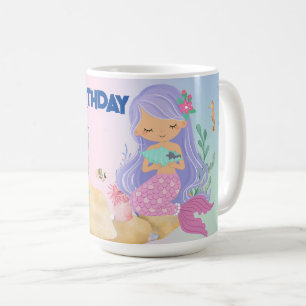 Schattigee kleurrijke pastel zeemeermin Rainbow Bi Koffiemok