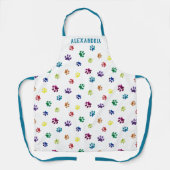 Schattigee Kleurrijke Paw Prints Patroon Gepersona Schort (Voorkant)