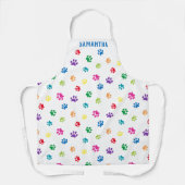 Schattigee Kleurrijke Paw Prints Pattern Custom Schort (Voorkant)