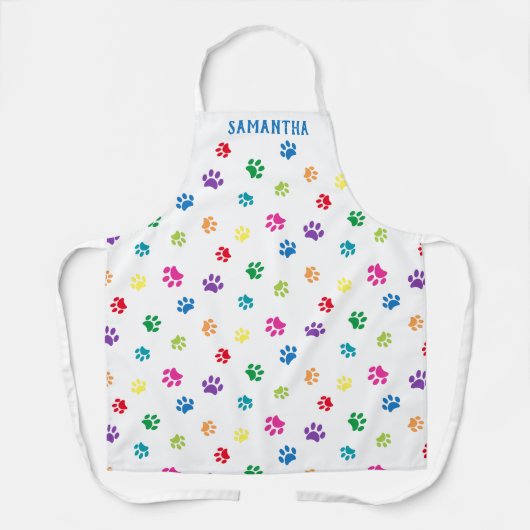 Schattigee Kleurrijke Paw Prints Pattern Custom Schort (Voorkant)