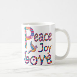 Schattigee kleurrijke Peace Love Joy Christmas & C Koffiemok