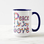 Schattigee kleurrijke Peace Love Joy Christmas & C Mok<br><div class="desc">Dit levendige kleurrijke handgeschilderde ontwerp is een perfecte manier om uw seizoensgebonden vakantiegeschenk te geven!</div>