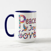 Schattigee kleurrijke Peace Love Joy Christmas & C Mok (Links)