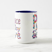 Schattigee kleurrijke Peace Love Joy Christmas & C Mok (Midden)