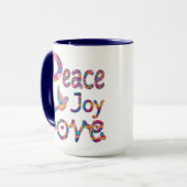 Schattigee kleurrijke Peace Love Joy Christmas & C Mok (Voorkant links)