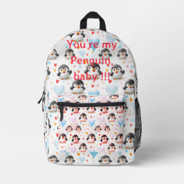 Schattigee & Kleurrijke Pinguïn Liefde Bedrukte Rugzak
