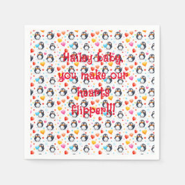 Schattigee & Kleurrijke Pinguïn Liefde Servet