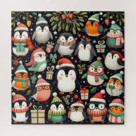 Schattigee kleurrijke pinguïns gekleed voor de win legpuzzel