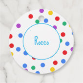 Schattigee Kleurrijke Polka Dots Kids Verjaardagsf Bedankjes Labels (Achterkant)