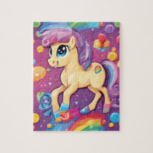 Schattigee kleurrijke pony legpuzzel