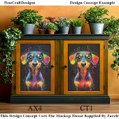 Schattigee Kleurrijke Pop Art Dachshund Dog AX4 De Tissuepapier
