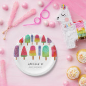 Schattigee kleurrijke Popsicle Baby shower Party Papieren Bordje (Feest)