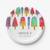 Schattigee kleurrijke Popsicle Baby shower Party Papieren Bordje (Voorkant)