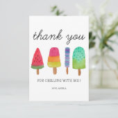 Schattigee kleurrijke popsicle party dank je wel k bedankkaart (Staand voorkant)